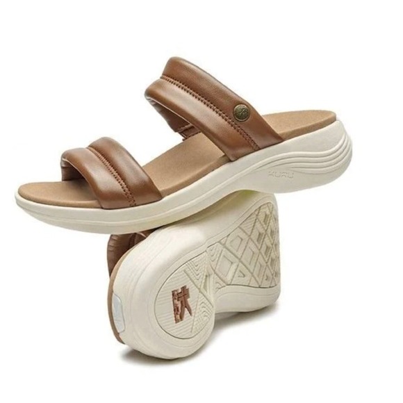 Kura Shoes - Kura Heel Better Coda Mesa Supportive Sandal  in Amber Brown-Pearl White